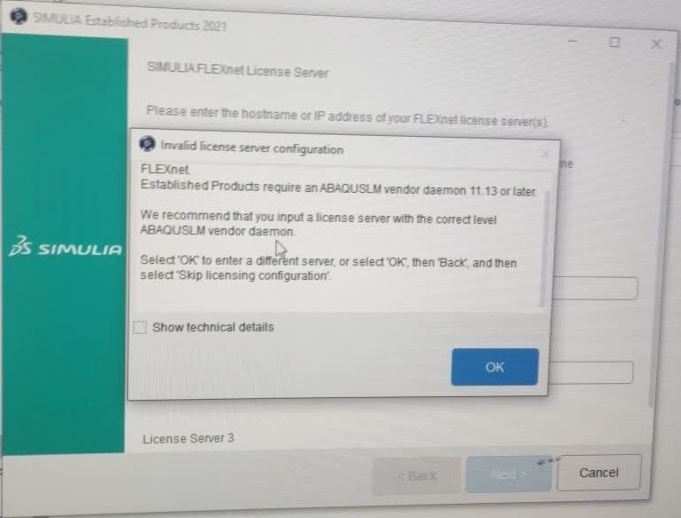 abaqus 2021 flexnet license error- invalid license server configuration