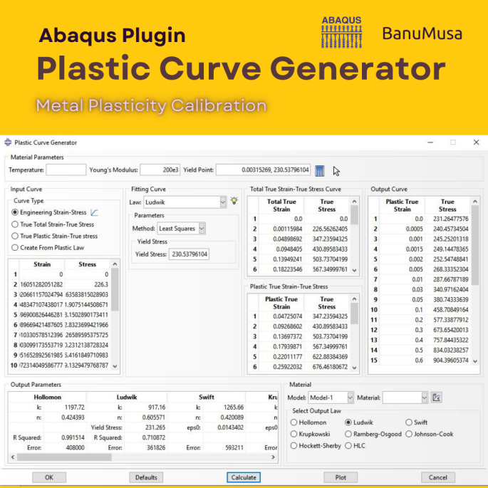 Plastic Curve Generator Plugin for Abaqus