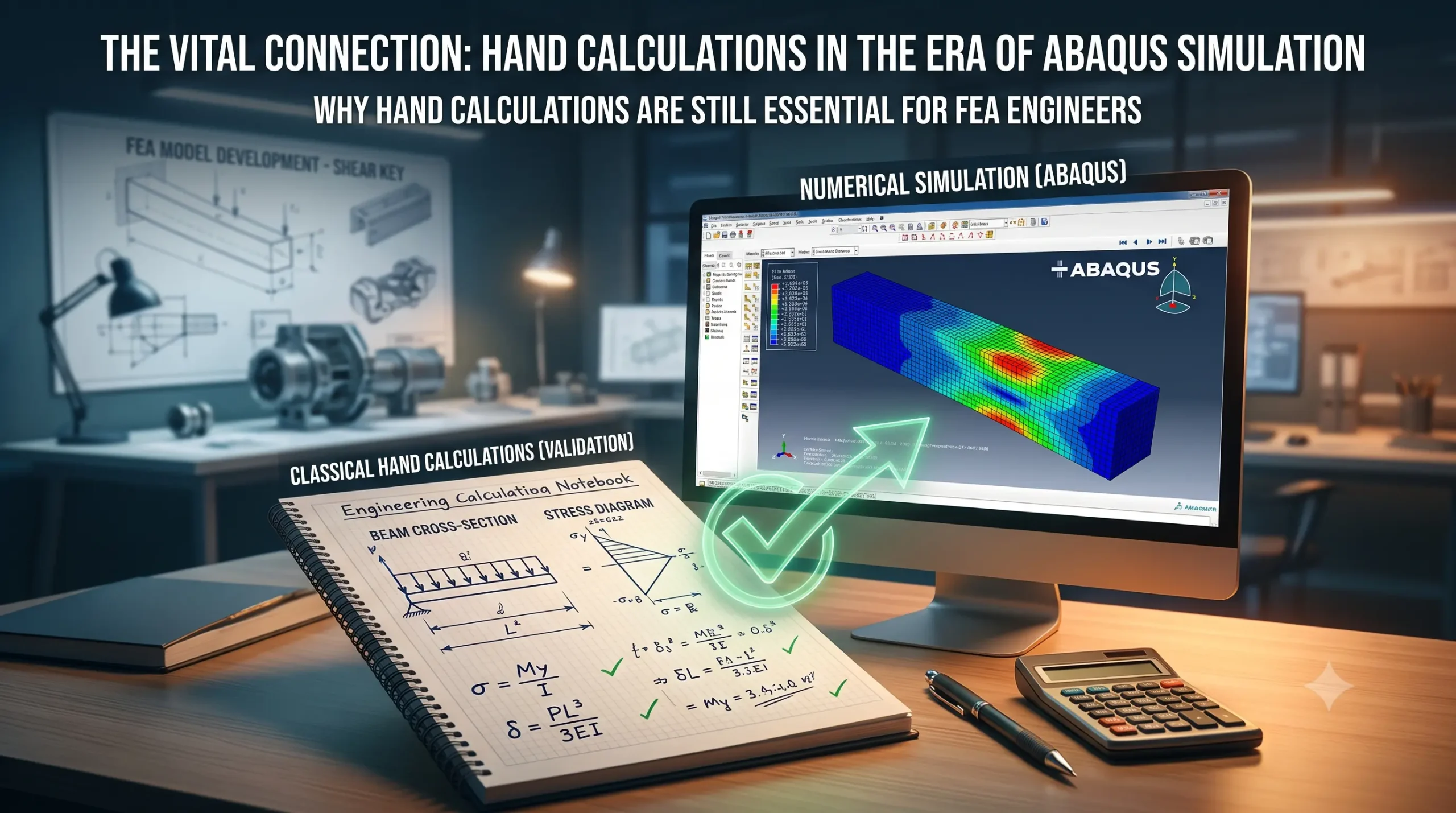The Critical Role of Analytical Hand Calculations in Modern FEA Validation 2 Importance of hand calculations in FEA verifying FEA results with analytical methods, finite element analysis sanity checks, FEA vs hand calculations, how to validate FEA models, structural analysis engineering best practices, CAE engineering job requirements, analytical validation of numerical simulations, structural fatigue analysis calculation, non-linear FEA vs linear analytical methods.
